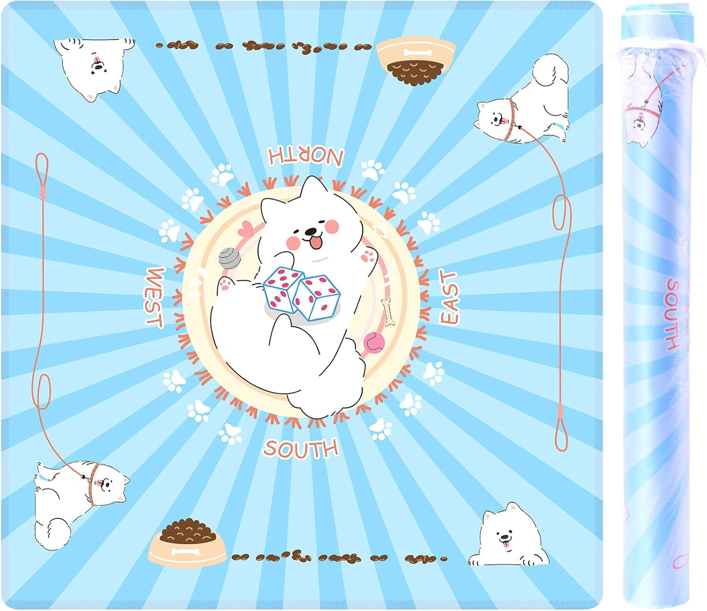 31.5'x31.5' Mahjong Mat for Table, Mahjong Cloth Cover, Mahjong Tablecloth for Poker, Board Games Table Mat, Card Games, Tile Games, Dominoes (Dog)