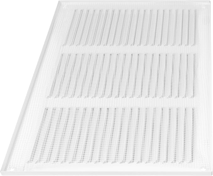 Repa Market 12x8 Inch Air Vent Cover/White Galvanized Steel Louvered Grill Cover with Mesh Screen/Wall or Ceiling Vent/Durable Flush Mount HVAC Register for Indoor and Outdoor Ventilation