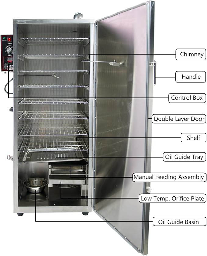 CLIVIA Electric Vertical Smoker, 9 Layers Outdoor Digital BBQ Smoker Oven with Adjustable Temperature&Time Controller, Barbecue Cooking, Grilling Smoking for Fish, Sausage, Jerky, Cheese