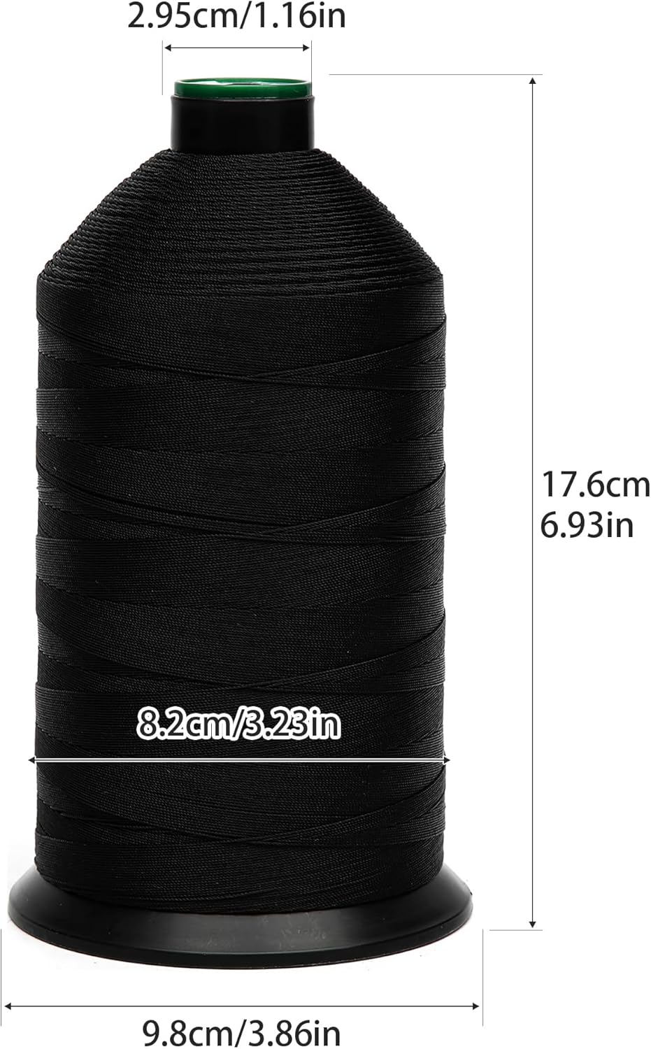Extra Strong Bonded Nylon Thread #138 Tex135 – 16 OZ, 3000yds, Versatile Stitching Solution for Leather, Upholstery, Canvas Repair and More (Black)