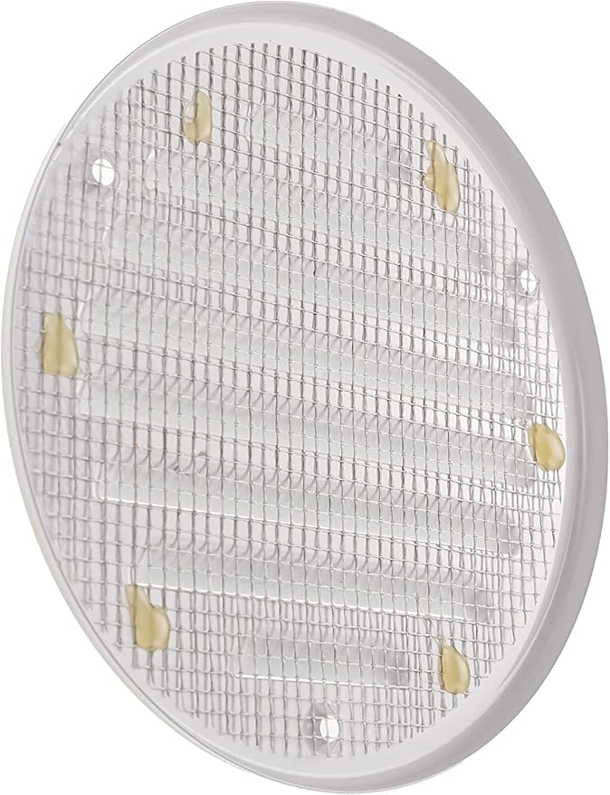 Vent Systems - 4 Inch (Inner) Pack of 10 White Metal Round Soffit Air Vent Grille Cover, Register air Vent Deflector, Louver - Built-in Mesh - HVAC for Bathroom, Home Office, Kitchen 5 Inch (Outer)
