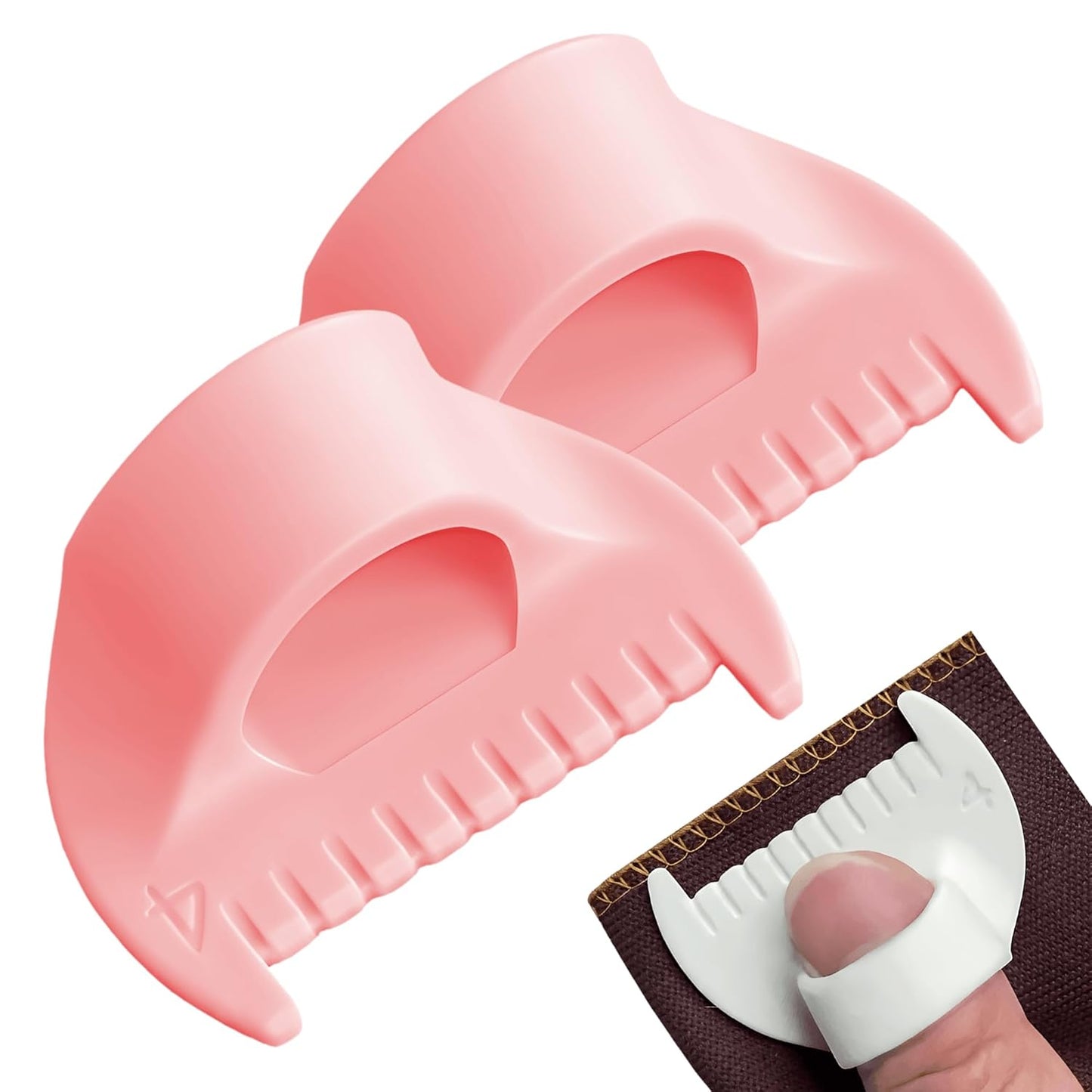 2 PCS 4mm Edge Lock Seam Guide, Mini Sewing Finger Ruler for Hand Sewing, DIY Sewing Kit Tool, Sewing Needle Gauge Measuring Guide, Pink