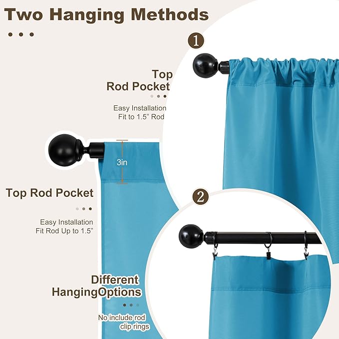 HolidayIdeas Outdoor Patio Curtains Waterproof with Rod Pocket 6 Panels 54x84 Inch- Protect Privacy & Weatherproof Balcony Outdoor Curtains for Apartments,Porch, Gazebo, Pergola, Teal