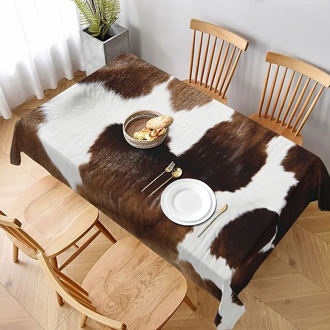 Worltoldb Cow Tablecloths Polyester Table Cloth for Kitchen Dinning Table Washable Table Cover for Parties Wedding Picnic