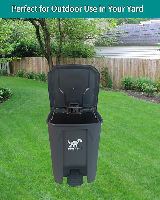Large Dog Poop Trash Can Outdoor 20L / 5.3 Gallon - Waterproof Pet Waste Station with Foot Pedal, Removable Inner Bucket & 100 Bags for Backyard Garden Odor Control