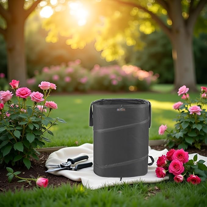 YUDI & GARDEN 46 Gallon Square Collapsible Yard Waste Bin, Collapsible Trash Can, Camping Trash Can - for Collecting Weeds or Leaf or Yard and Party Waste