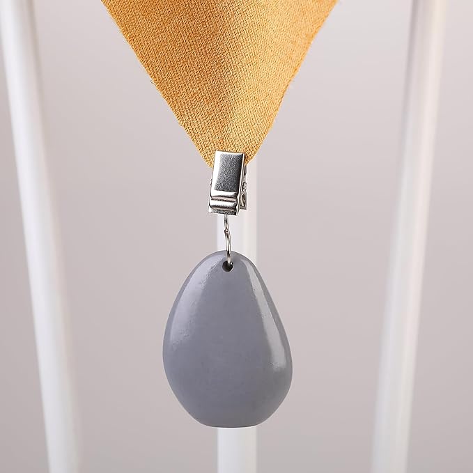 TwoFish Home Set of 4 Grey Stone Tablecloth Weights Clips Handicraft Grey Stone Tablecloth Clamps Pack of 4