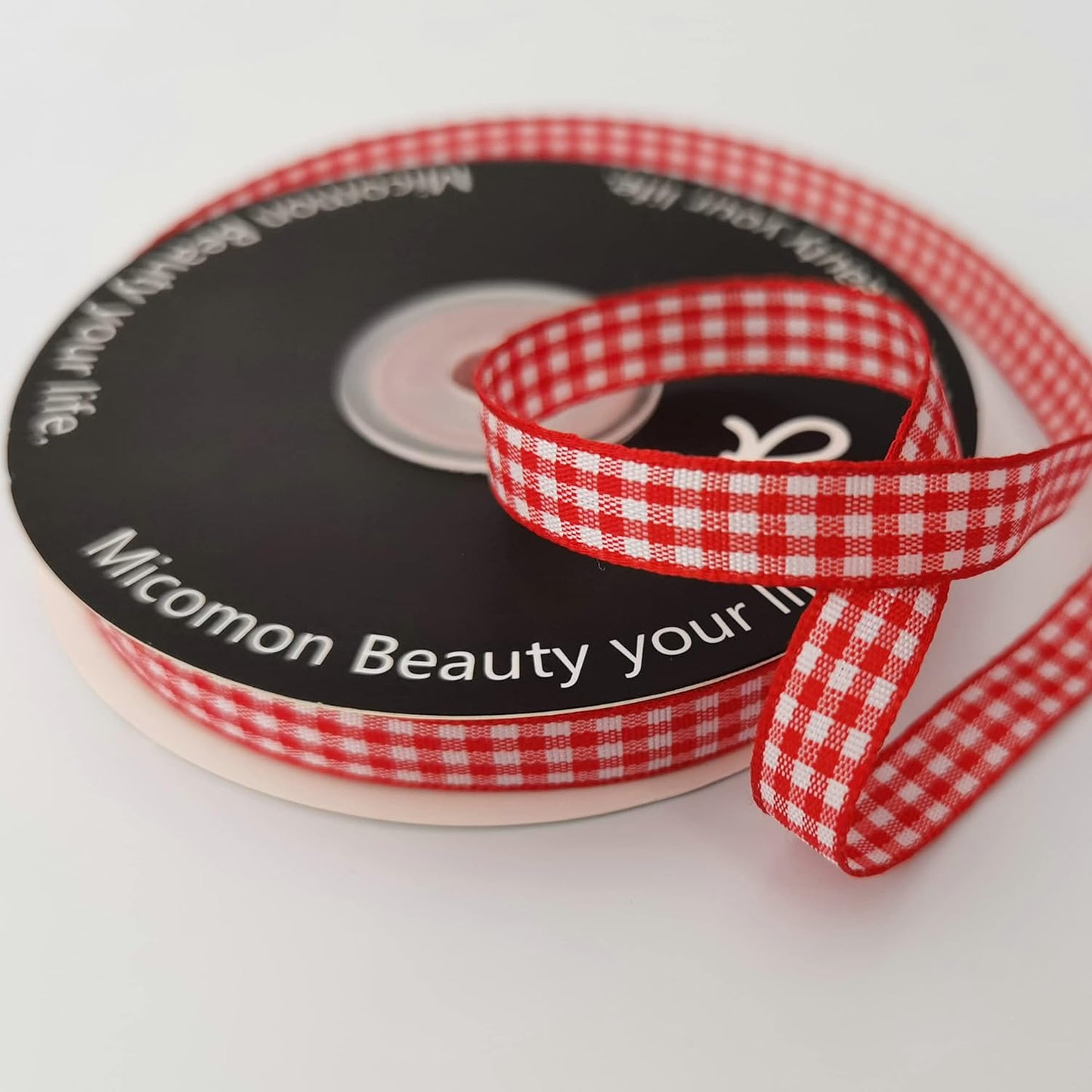 Red and White Gingham Ribbon 25 Yards Each Roll 100% Polyester (3/8", red)