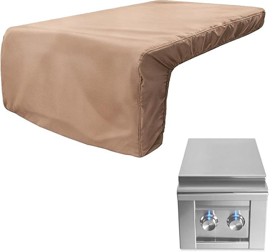 Cover for Lynx Double Side Burner Built-in,Heavy Duty 600D Waterproof Outdoor Grill Burner Cover with Plush Lining,28''L x 13''W x 13''H,Khaki