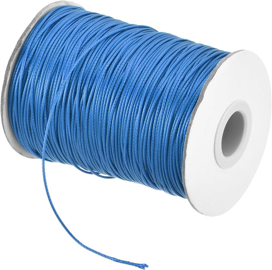MECCANIXITY Waxed Cord 1mm Waxed Polyester Cord 175 Yard Wax String for Bracelet Making,Necklaces, Beading,Jewelry Making and DIY Crafts(Bright Blue)