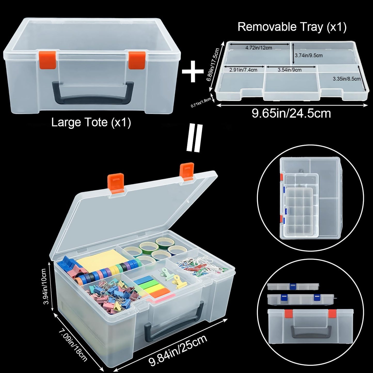 DUOFIRE Two Layers Compartment Organizer Box Plastic Organizer Box Plastic Jewelry Boxs Craft Storage Containers Storage Boxs for Accessories, Cosmetic, Toy, Jewelry Beads, Tapes (5+1 Grid)