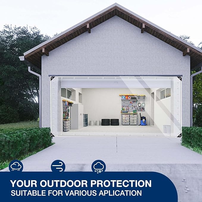 15oz Outdoor Clear Curtain, PVC Vinly Outdoor Clear Panel Curtain, Weather Resistant Outdoor Curtain for Pergola, Porch, Gazebos, with Rustproof Grommets-8'H x 10'W(120''W x 96''L,H=L)