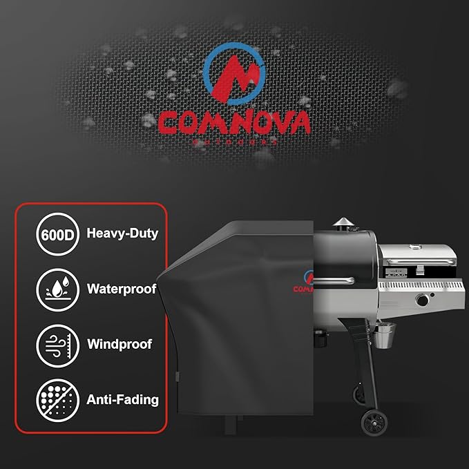 Comnova Pellet Grill Cover for Camp Chef 24 Series with Sidekick - 600D Premium Smoker Cover Waterproof Heavy Duty for Camp Chef Woodwind 24 / Pro 24 with Sidekick Sear or Sidekick Flat Top, and More