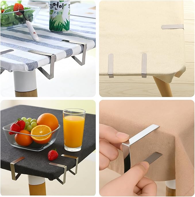 12 Pack Tablecloth Clips - Stainless Steel Table Cloth Holder Clips, Metal Table Cloth Holding Clip for Picnics, Dinner Parties, and Camping.