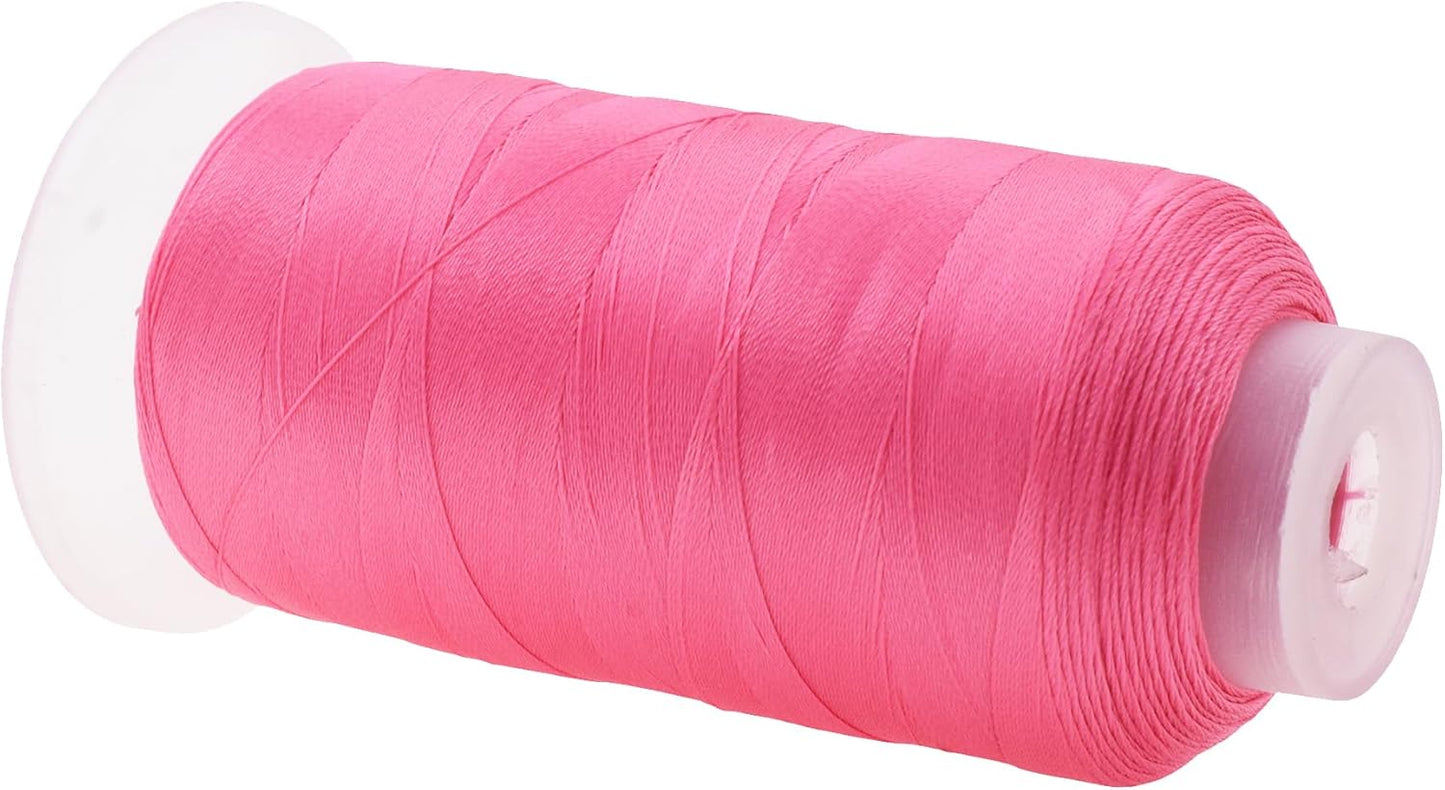Mandala Crafts Pink Heavy Duty Thread - 1500 Yds Tex 90 for Sewing, Drapery, Jeans, Leather, Hair, Bonded Polyester Outdoor Marine Upholstery Threads