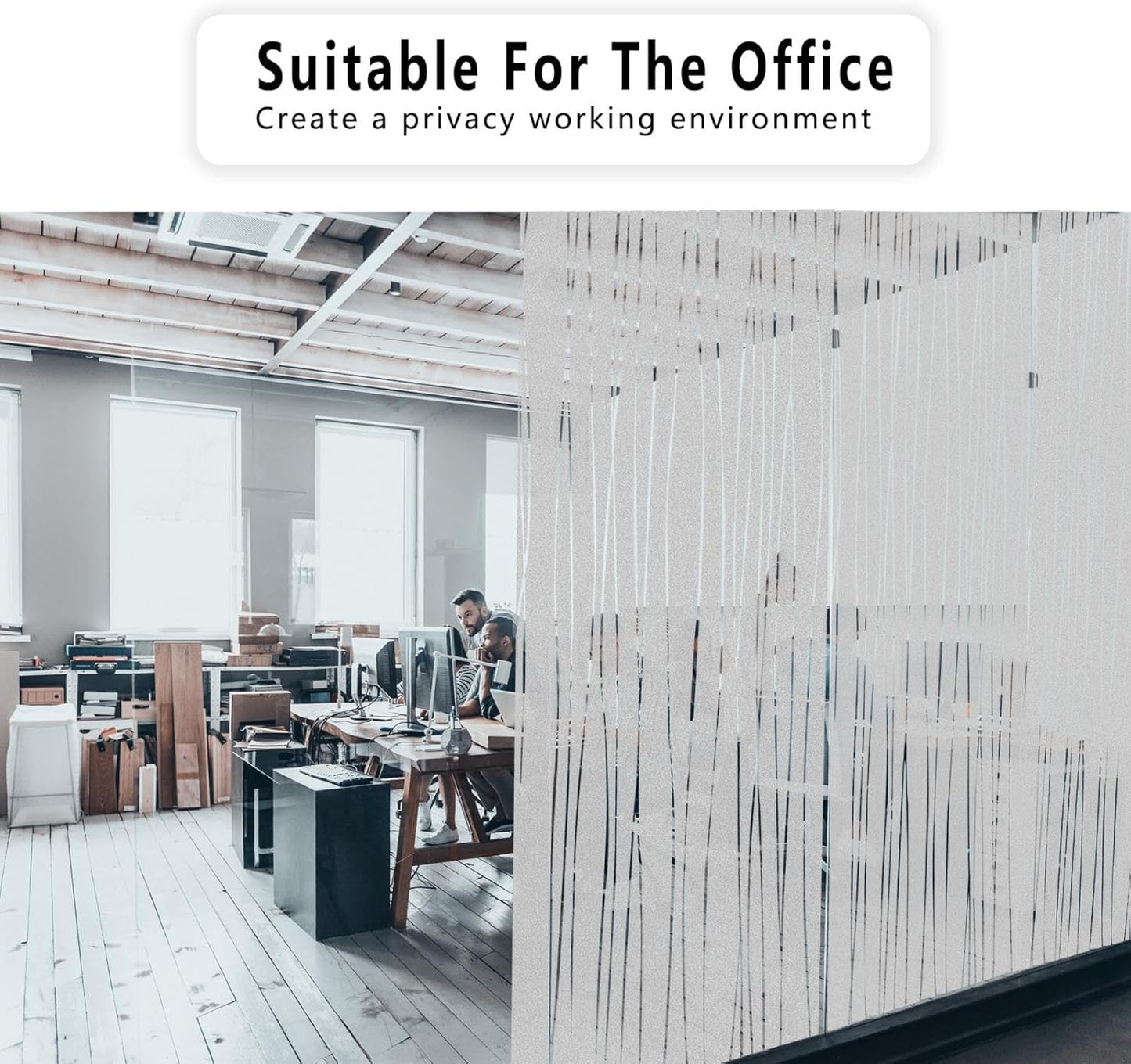 Finnez Window Privacy Film Decorative Frosted Window Cling Privacy Film for Glass, Non-Adhesive Heat Anti-UV for Home Office Living Room, Irregular Stripe Patterns, 17.5 x 118.1 Inches