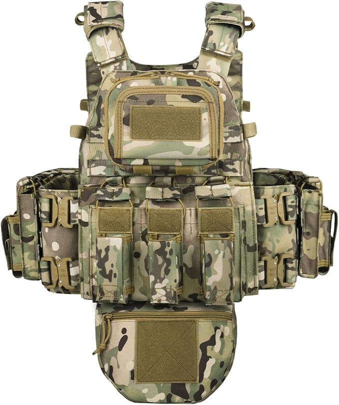 BOMTURN Great Tactical Outdoor Vest for Men Multifunctional Modular Molle Vest with Metal Buckles