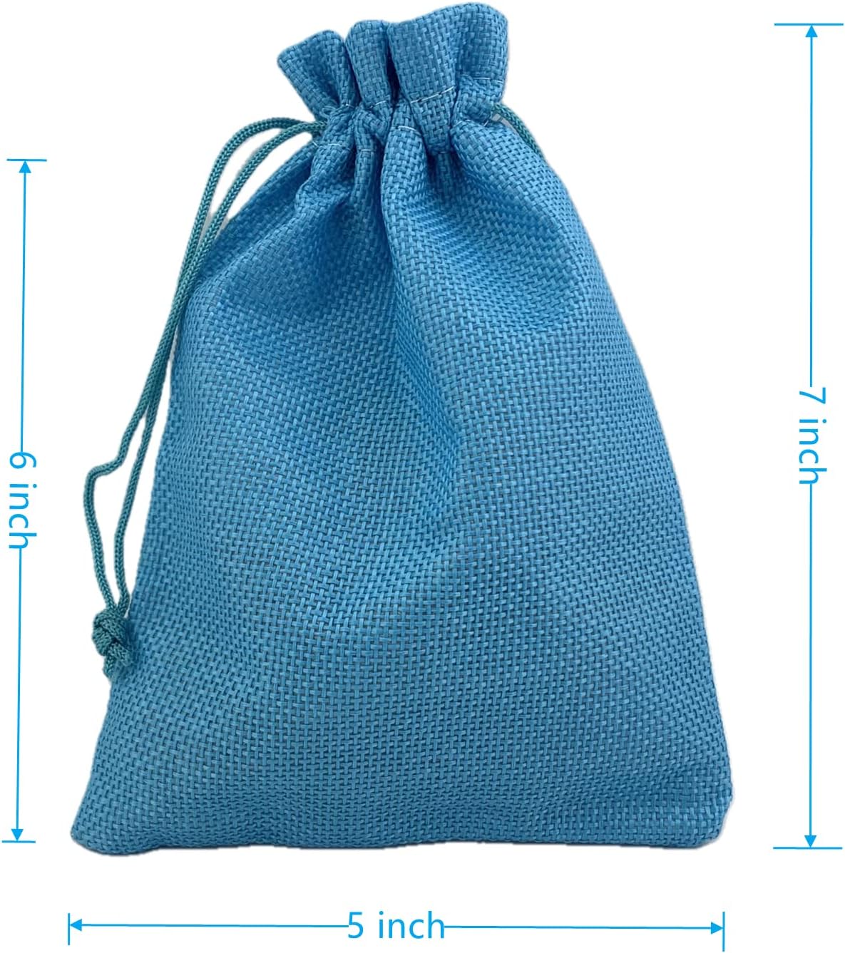Palmhomee Pack of 25 Burlap Gift Bags with Drawstring Linen Jewelry Pouches Wedding Hessian Jute Bags for Birthday and Treat Pouches Party Wedding Favors Gift (5x7 Inch, Ocean Blue)