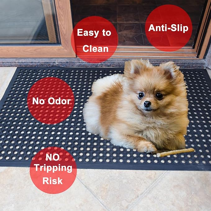Outdoor Mat, Odorless Flexible Entrance Floor Mat, Anti-Slip Workplace Mats, Anti-Fatigue Tiles Open Work Mats, for Kitchen, Bathroom, Warehouse, Restaurant (2, 60"x36")