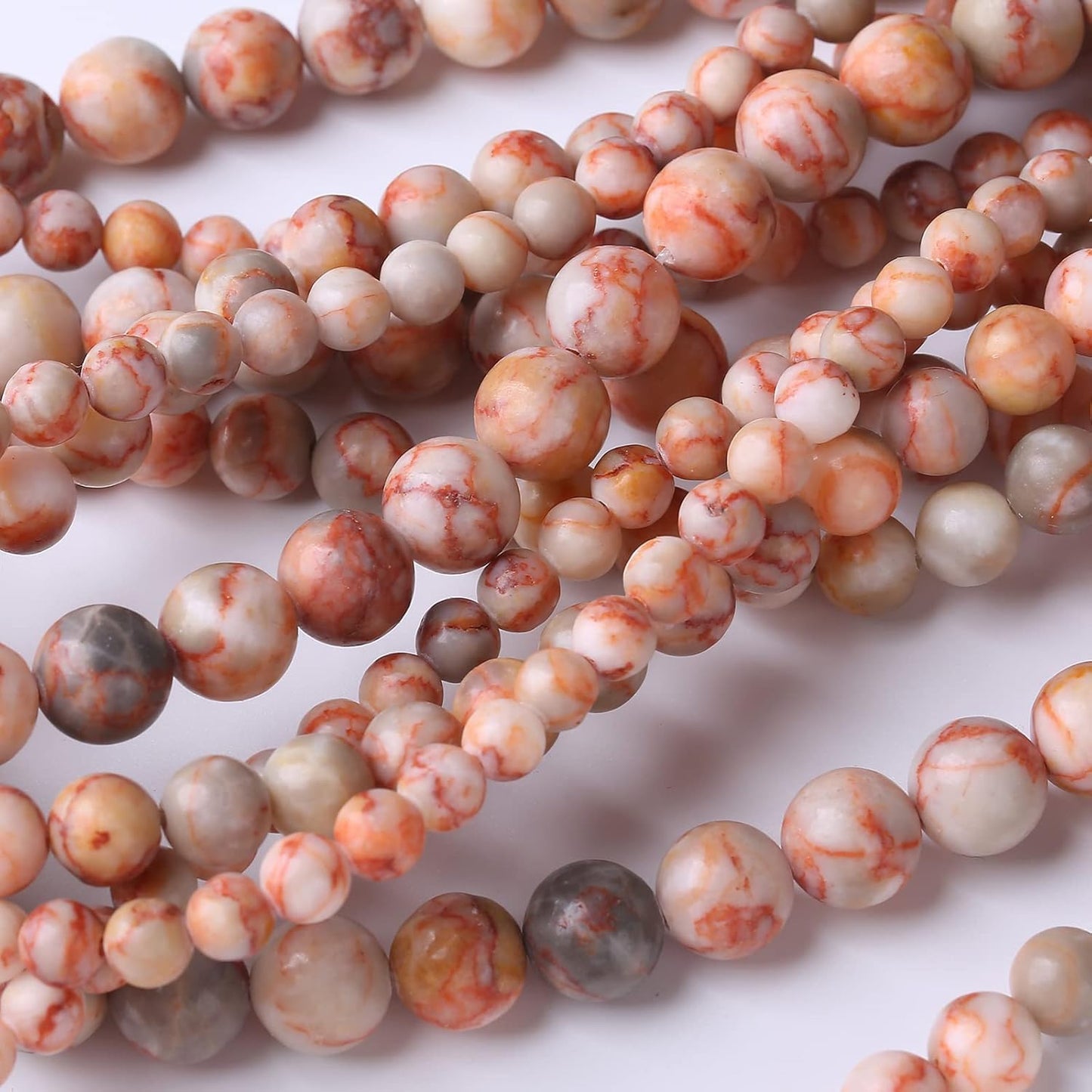 60PCS 6MM Red Network Stone Beads Energy Healing Beads for DIY Jewelry Bracelet Necklace Making for Jewelry Making 15Inch