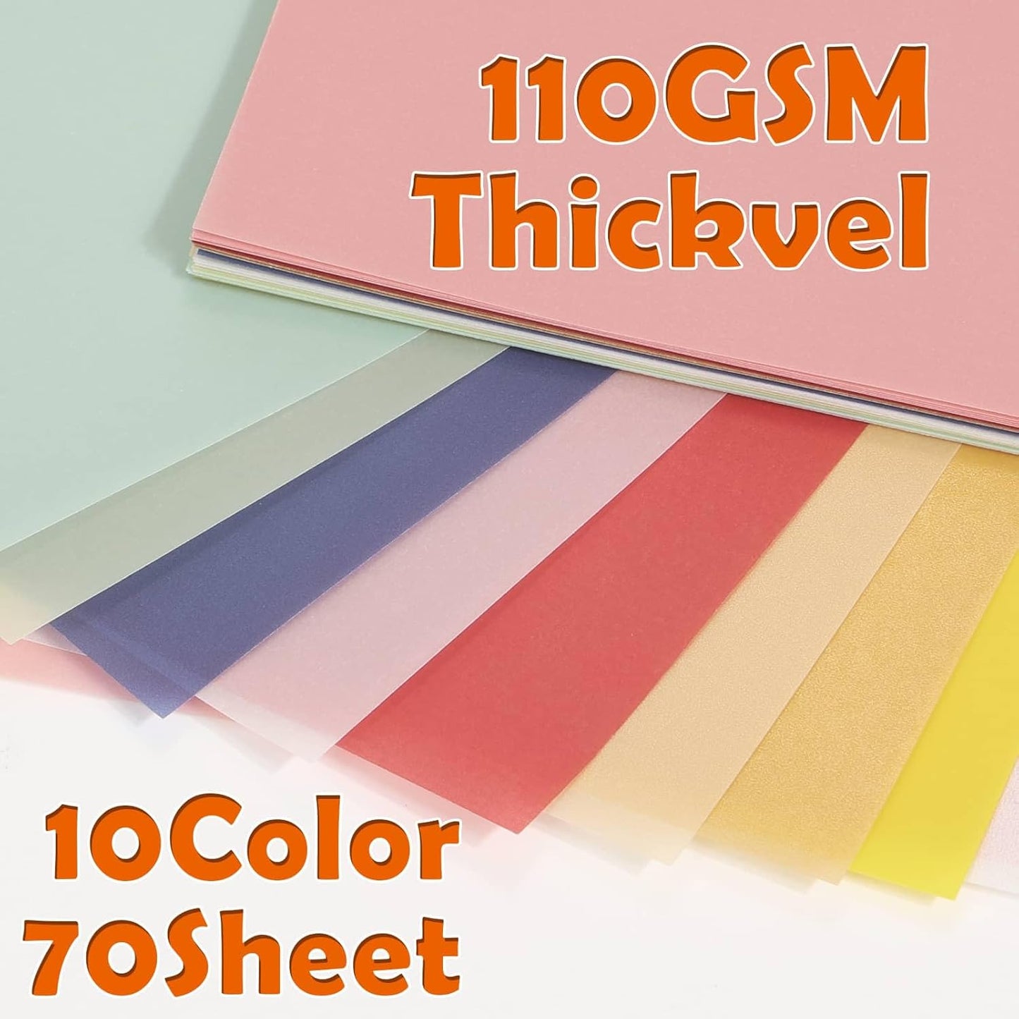 70 Pcs Colored Vellum Translucent Paper 8.5 x 11 inches Tracing Vellum Paper for Greeting Card Invitation Overlays, Sketching Crafting Scrapbooking, Journaling, Lanterns Making