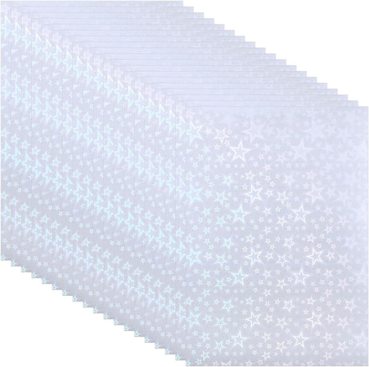 PATIKIL 8.3x5.8" Holographic Sticker Paper, 20Sheets A5 Polypropylene Self-Adhesive Transparent Waterproof Laminate Overlay Film for Photo Cards Scrapbook Decorations, Pentagram