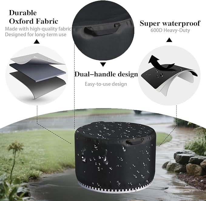 Chinchilla Fire Pit Cover Round for Solo Stove Yukon 27", Waterproof Smokeless Fire Pit Cover, 600D Strong Tear Resistant, Fits for Gas/Table/Bowl Fire pits