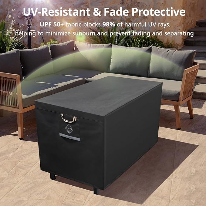 Gas Fire Pit Cover Rectangular 50,52 Inch - Never fades&100%Waterproof,600D Heavy-duty Outdoor Fire Table Cover Rectangle - 52 x 34 x 24 Inch-fireplace cover black