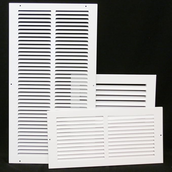 22" X 12" Adjustable AIR Supply Diffuser - HVAC Vent Cover Sidewall or Ceiling - Grille Register - High Airflow - White [Outer Dimensions: 23.75"w X 13.75"h]