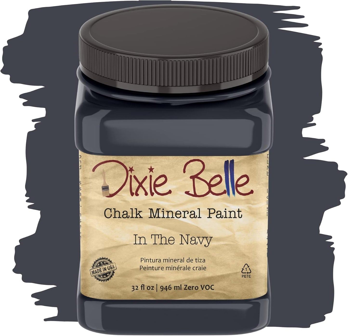 Dixie Belle Paint Company Chalk Finish Furniture Paint - In the Navy (32oz) - Matte Dark Navy Chic Chalk Mineral DIY Furniture Paint