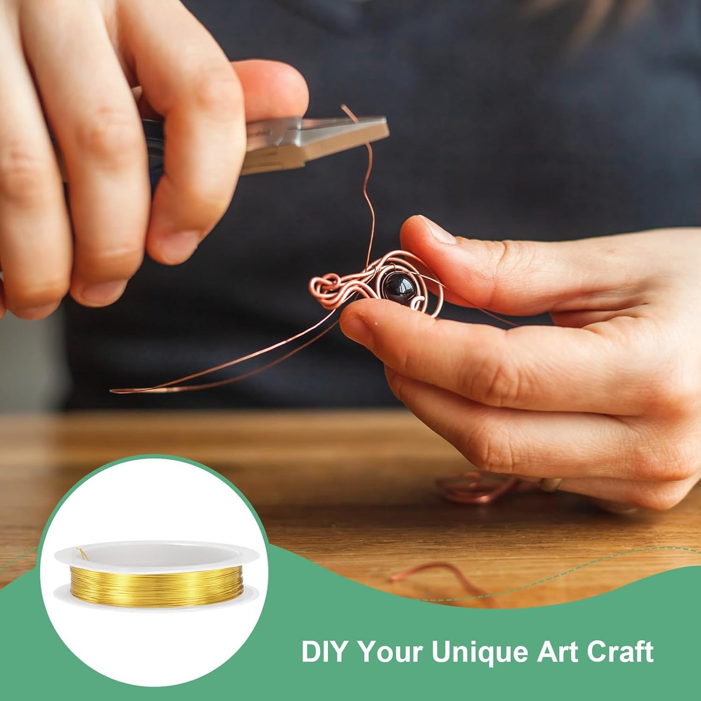 0.4 mm/26 Gauge Copper Wire for Jewelry Making, 30.2FT Copper Beading Craft Wire for Jewelry/Weaving/DIY Crafting/Planting, Color-Retaining [9.2M, Gold Tone]