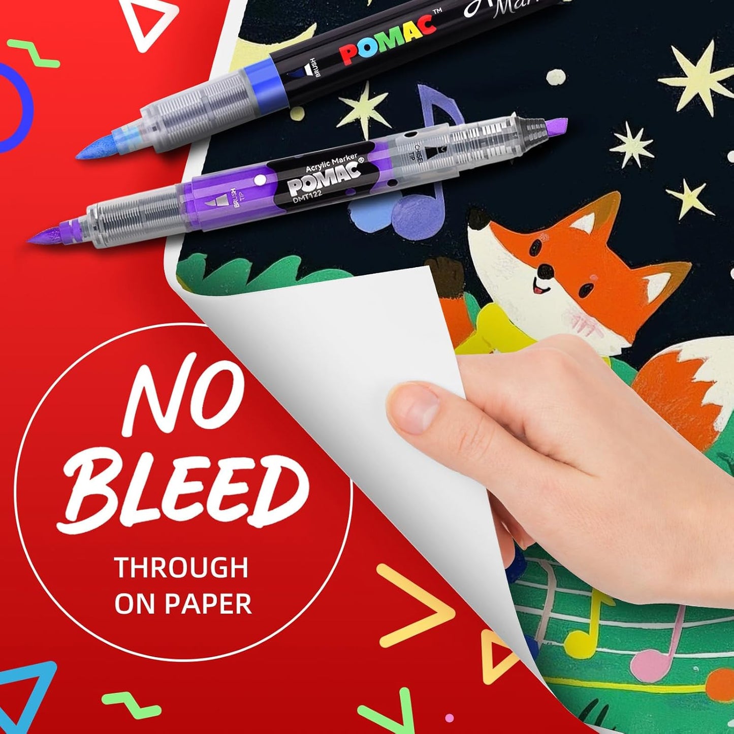 POMAC 36 Colors Acrylic Paint Markers, Water-Based Acrylic Pens Brush Tip, Art Drawing Liquid Paint Pens for Fabric, Canvas, Rock, Glass, Wood, Paper, DIY Crafts and Art Supplies