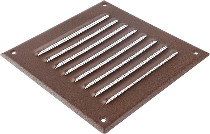 Square Ventilation Grille / 5" x 5" Inch Inside Measurement/Brown Metal Air Vent Louver - Inside/Outside use / 6.5" x 6.5" Inch Outer Measurement