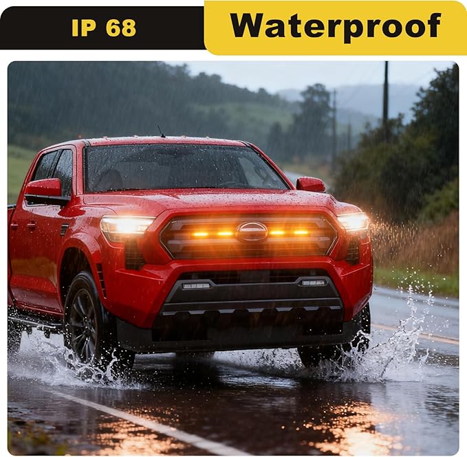 Front Grille Grill Lights for 2024 2025 Tacoma SR SR5 Led Grill Light Accessories,Amber (for SR SR5 only-LED-Amber)