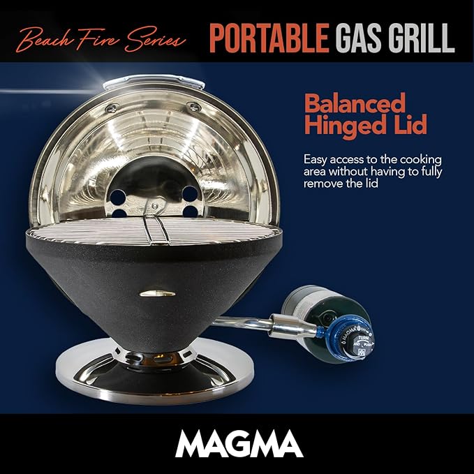 Magma C10-105-G Graphite Beach Fire Gas Grill | Portable Gas BBQ | Compact Propane Grill | Stylish Outdoor Cooker