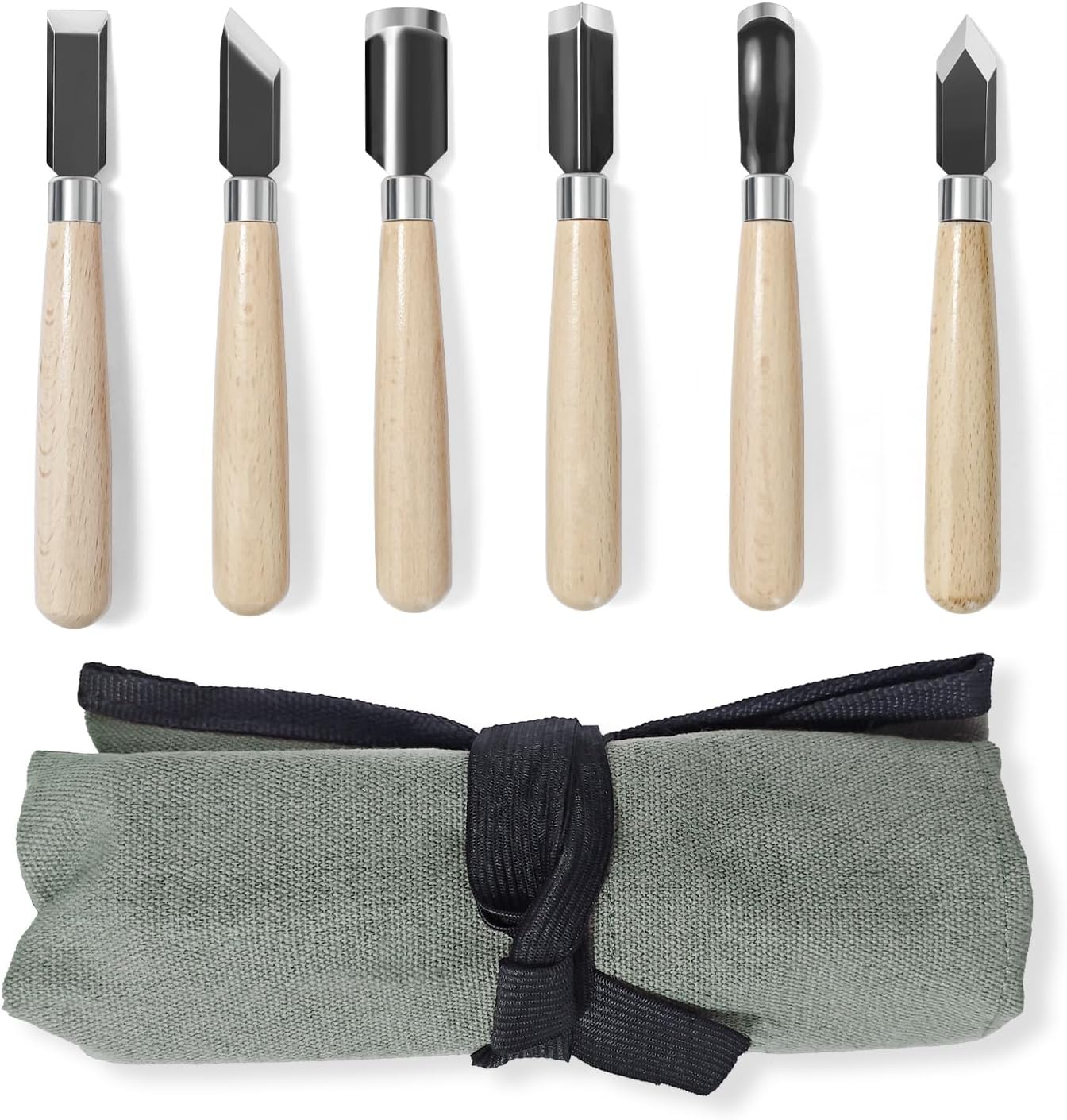 Wood Carving Tools Set - Chisel Set with Canvas Case, Carving Chisels Set Woodworking for Adults, Wood Whittling Knives Tools Set for Beginners, Hobbyists and Professionals