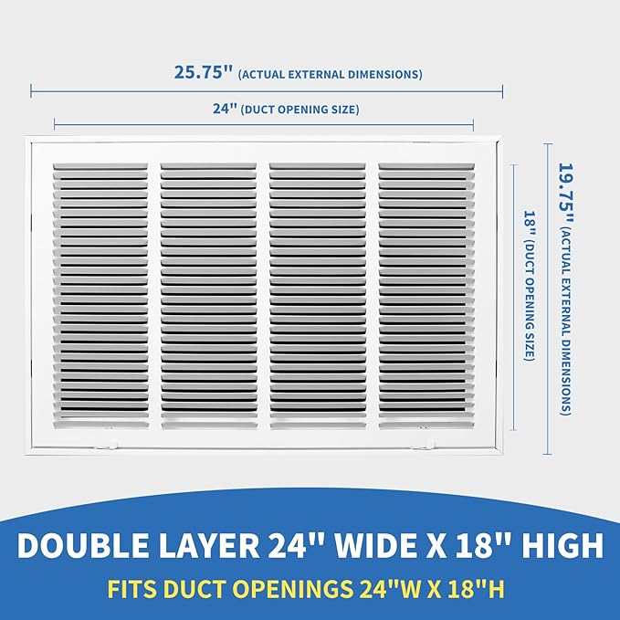 24x18 Return Air Grille [Duct Opening Size],Return Air Vent Cover for Wall Or Ceiling,Steel Return Air Filter Grilles Removable Face/Door for 1 Inch Filters (24"W x 18"H [Duct Opening])