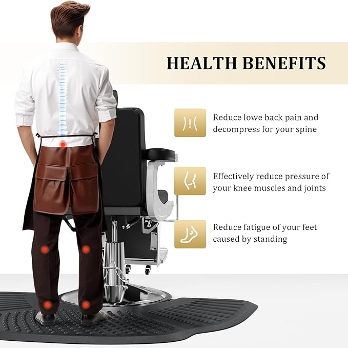 3.3' x 5' Salon Anti Fatigue Mat for Hair Stylist 1'' Thick, Comfort Barber Shop Beauty Floor Mats Under Styling Chair