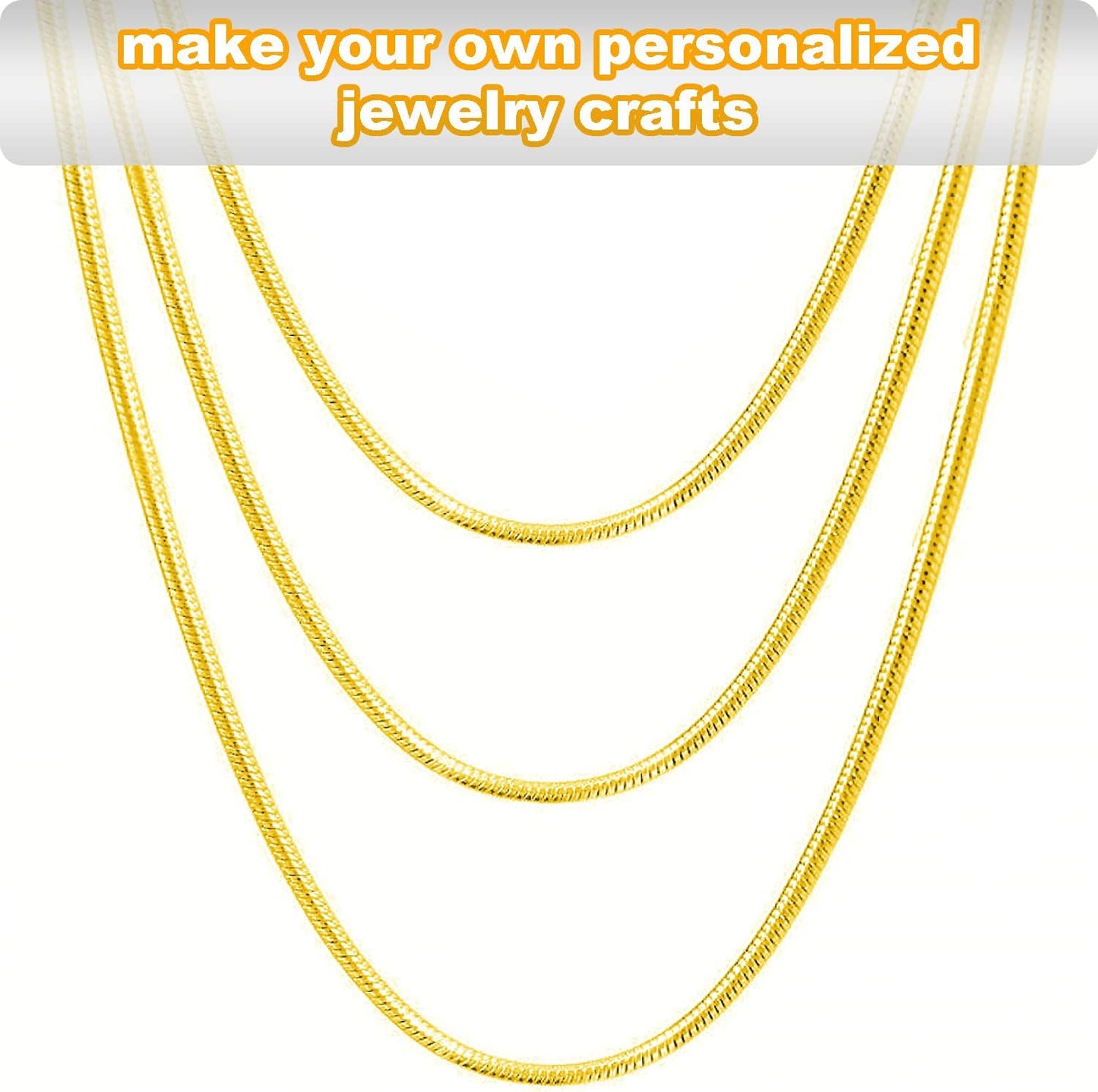 Jishi 33ft Gold Snake Chain 1.2mm Jewelry Making Chains for Necklace Bracelet DIY Jewelry Supplies Findings - Gold Plated Round Snake Cable Chain Link Roll w/Lobster Clasps, Cord Ends & Jump Rings