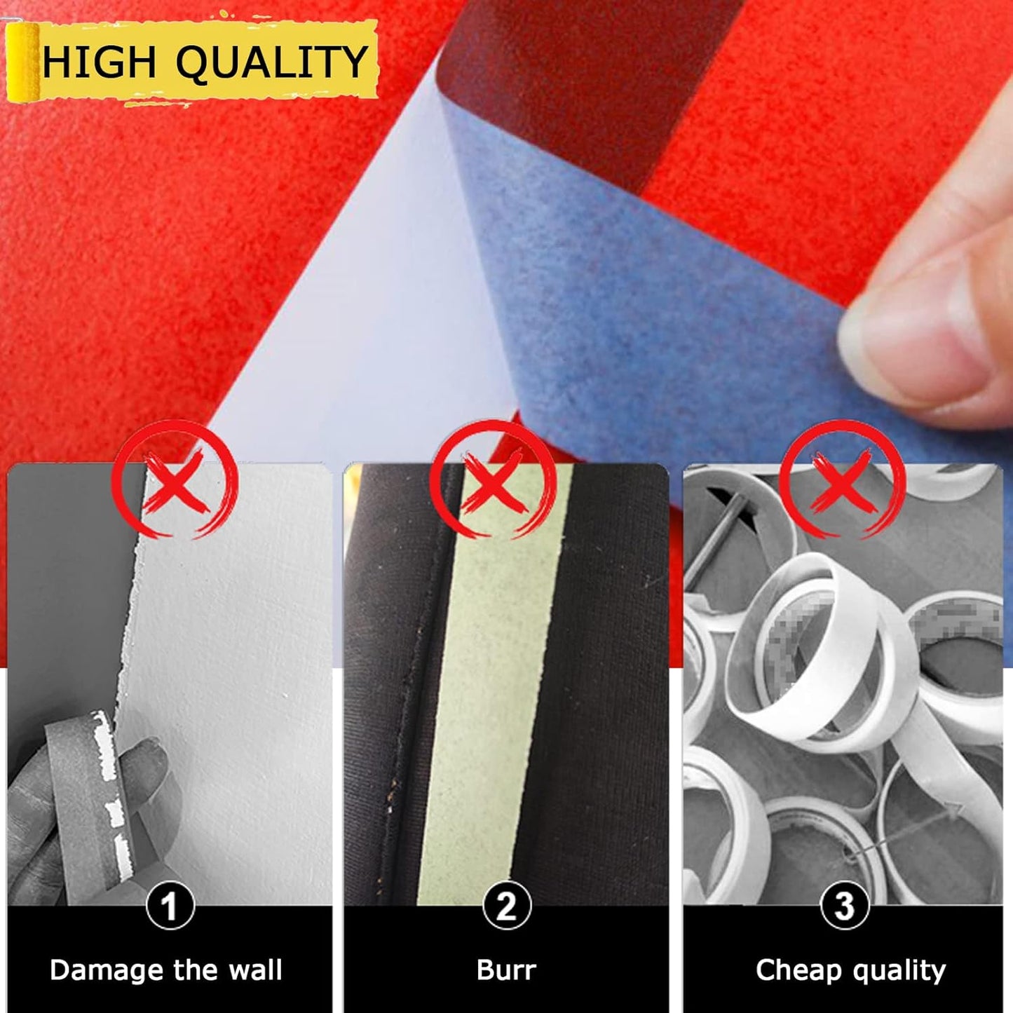 Painters Tape, Blue Tape, Masking Master Tape, Paint Tape for Multi-Purpose, Painting, Painter's, DIY Arts & Crafts (0.94in, 60.1yd x 3Rolls =180.3yd) Decoration Labeling No Residue, Easy Removal