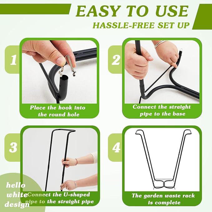 Gisafai 3 Pieces Metal Leaf Bag Holder Stand Portable Trash Bag Holder Frame Outdoor Holds 30-45 Gallons for Garden Garbage Lawn Yard Camping Leaves
