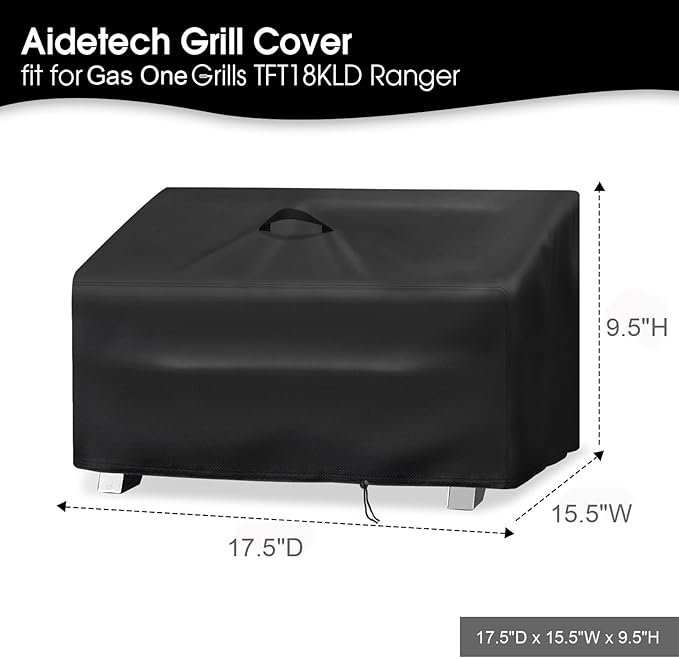Grill Cover for GasOne 2 Burner Flat Top Gas Grill, Waterproof Outdoor BBQ Covers Propane Gas Grill Cover - 17.5" D x 15.5" W x 9.5" H