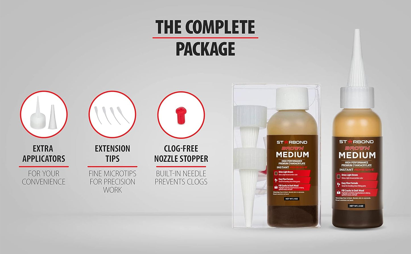 STARBOND Light Brown Medium CA Glue (Premium Cyanoacrylate Super Glue) Crack Filler 150 CPS Viscosity, for Woodworking, Woodturning, Carpentry, Guitar, 2oz