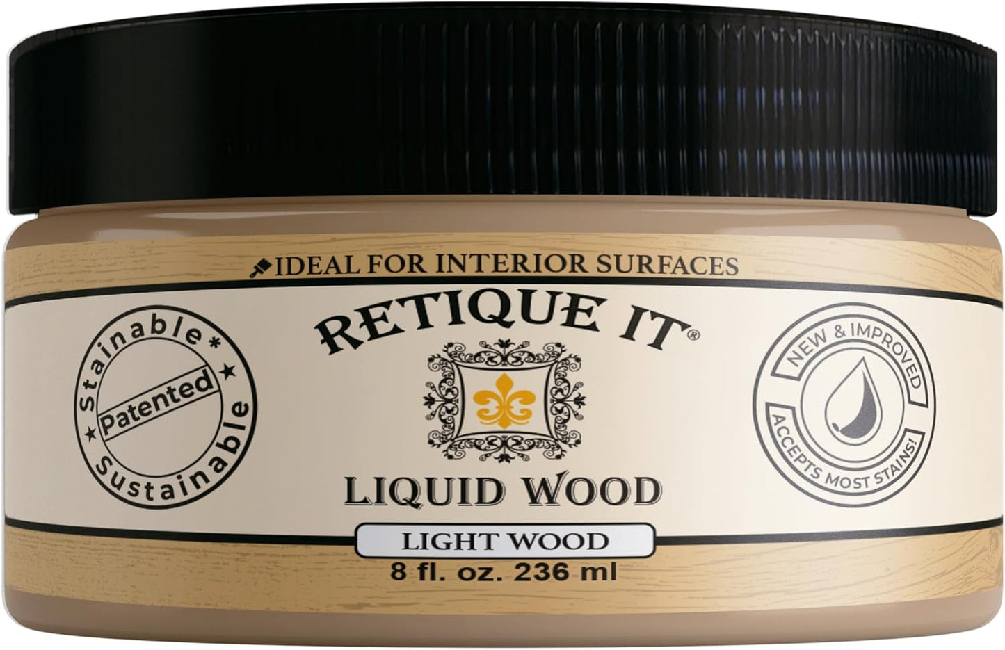 Retique It New and Improved Formula Liquid Wood Coatings - Stainable Primer - Paint It then Stain it (Light Wood, Small)