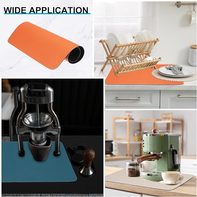 uxcell Silicone Mats for Kitchen Counter, 23.6" x 15.7" Non-Slip Countertop Protector Mat Heat Resistant Coffee Mat Waterproof Table Placemat, Orange