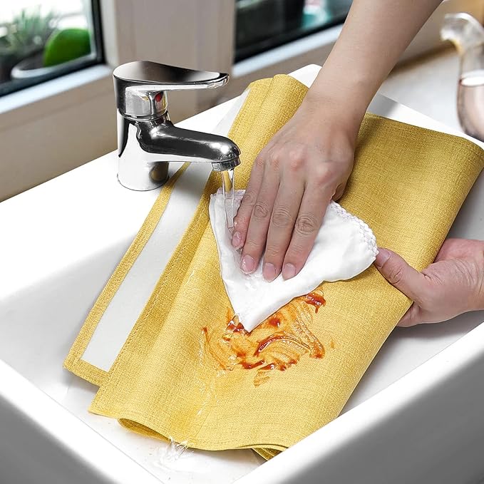 Waterproof Wipeable Farmhouse Table Runner for Kitchen, Dining Room, Bedroom, Living Room, Indoor and Outdoor (108'', Mustard Yellow)