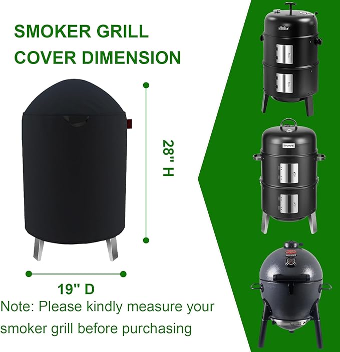Outdoor Round Vertical Smoker Cover Fits Big Horn Outdoors 16",Outvita 17" & 18.5",VIVOHOME,Char-Griller AKORN Jr Smoker Model E86714, Outsunny susici GRILIFE ect Most 16" Smoker (19" D x 28" H)