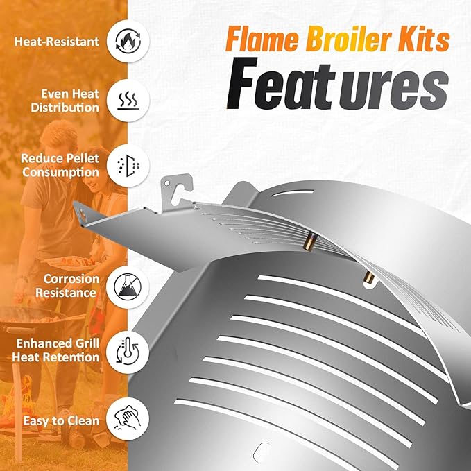 PB1230 Flame Broiler, PB1230 Replacement Parts for Pit Boss 1230 Pellet/Gas Combo Grill, Compatible with PB1230CC, PB600PS1, PB1100PSC1/PSC2/PSC3, PB550G, Grill Replacement Parts for Pellet Smoker