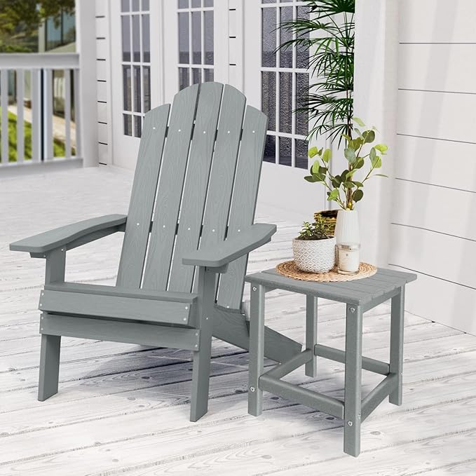 Outdoor Side Tables Adirondack, HDPE Small Table for Patio,Outside End Table for Porch, Deck, Pool, Weather Resistant/Easy Maintenance