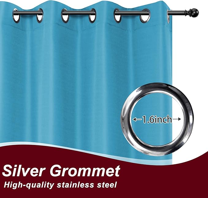 HolidayIdeas Grommet Outdoor Curtains for Patio Waterproof 8 Pcs All Weather Balcony Outside Curtains for Apartments, Gazebo, Pergolas, Porch, 54x84 Inch, Teal